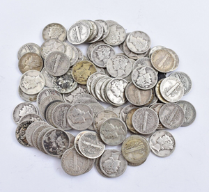 ROLL Lot Full Date Mercury Silver Dime 90% 50 Coin $5.00 Face Roll Collection