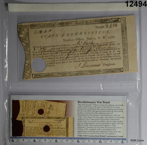 JUNE 1, 1782 REVOLUTIONARY WAR BOND CANCELLED WALKER GEM! #12494