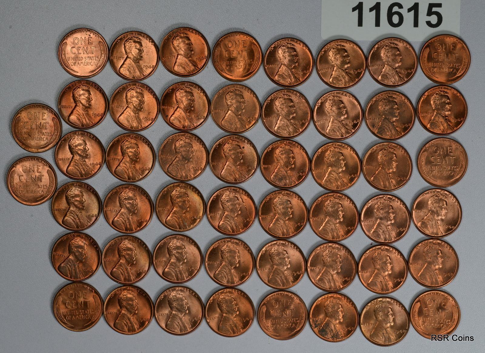1948 CHOICE BU ROLL (50 COINS) LINCOLN CENTS! #11615