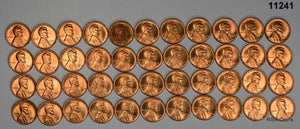 1942 D ORIGINAL CHOICE RED BU PARTIAL ROLL LINCOLN CENTS 44 COINS FLASHY! #11241