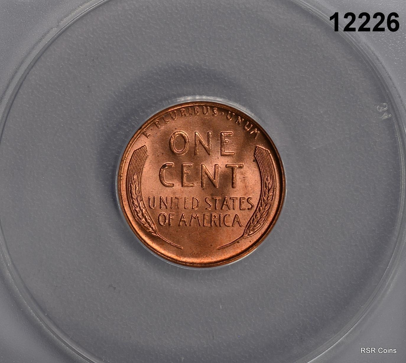 1955 LINCOLN CENT ANACS CERTIFIED MS66 RED #12226