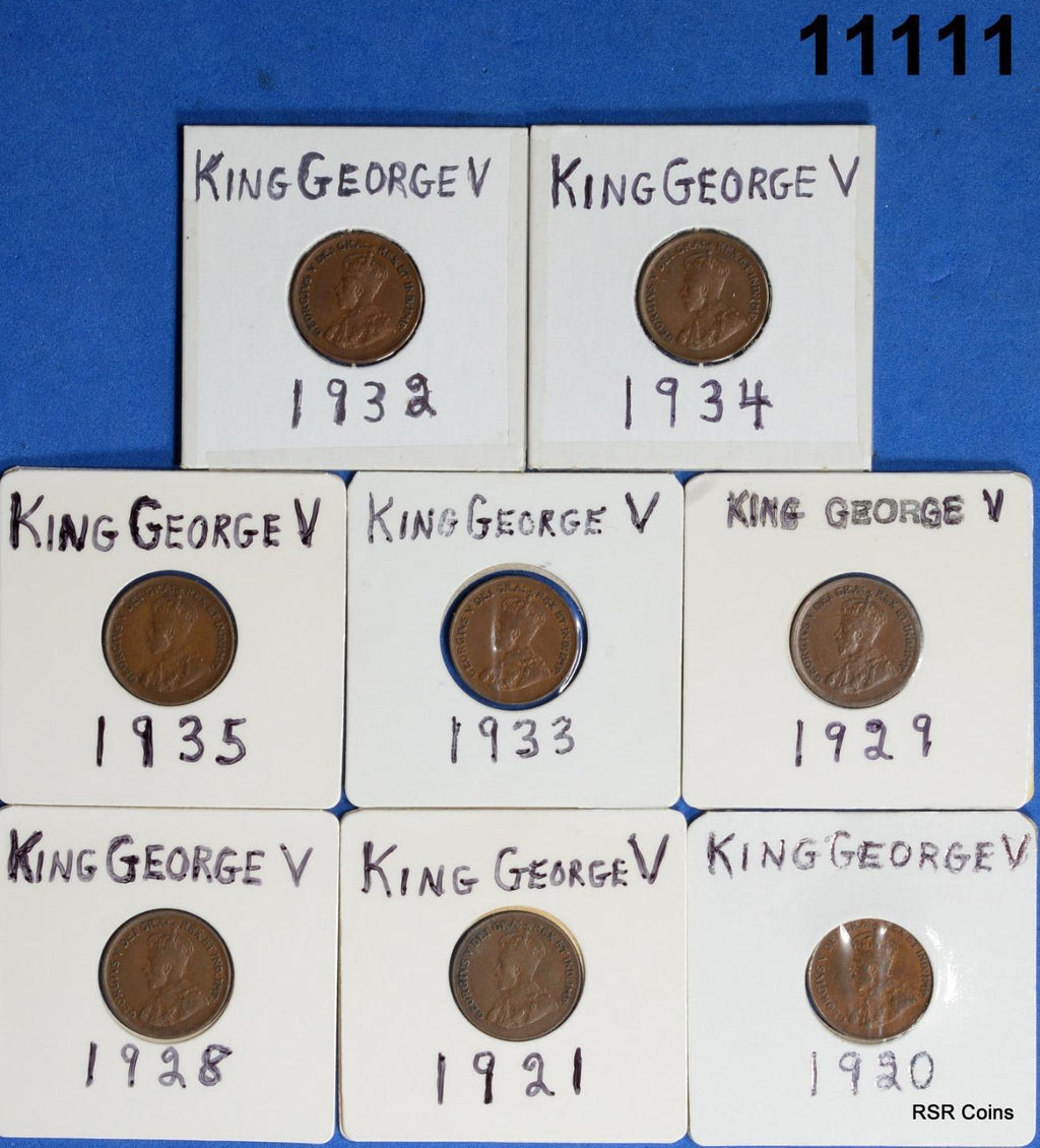 CANADA KING GEORGE V LOT 8 CENTS 1920,21,28,29,32,33,34,35 VF-AU! #11111