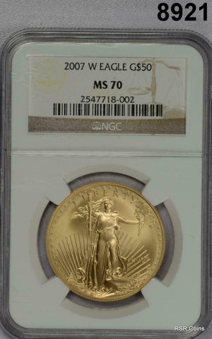 2007 W $50 GOLD EAGLE BURNISHED NGC CERTIFIED MS70 1OZ GOLD! #8921