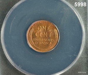 1931 LINCOLN CENT ANACS CERTIFIED MS60 RECOLORED CORRODED #5998