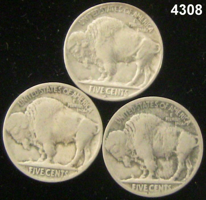 BUFFALO NICKEL 3 COIN LOT: 1918D (G), 1915 (G), 1931S (XF) #4308