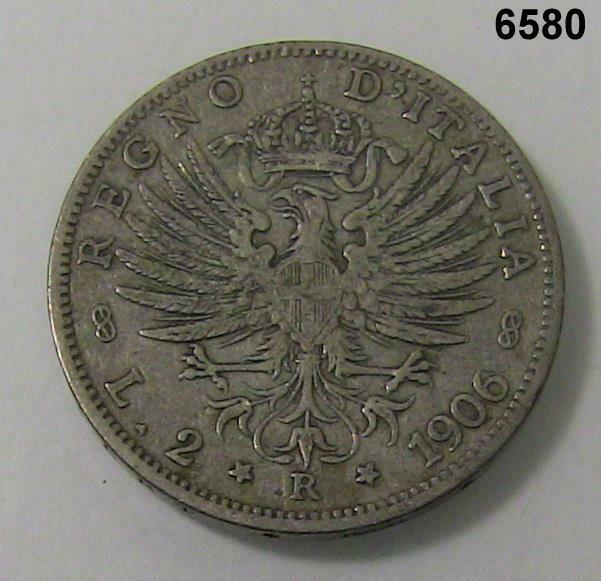 1906 R ITALY  2 LIRA VF #6580