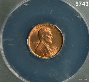 1934 LINCOLN CENT ANACS CERTIFIED MS64 RB! #9743