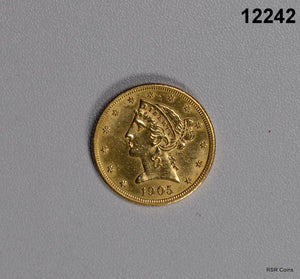1905 $5 GOLD LIBERTY AU! #12242