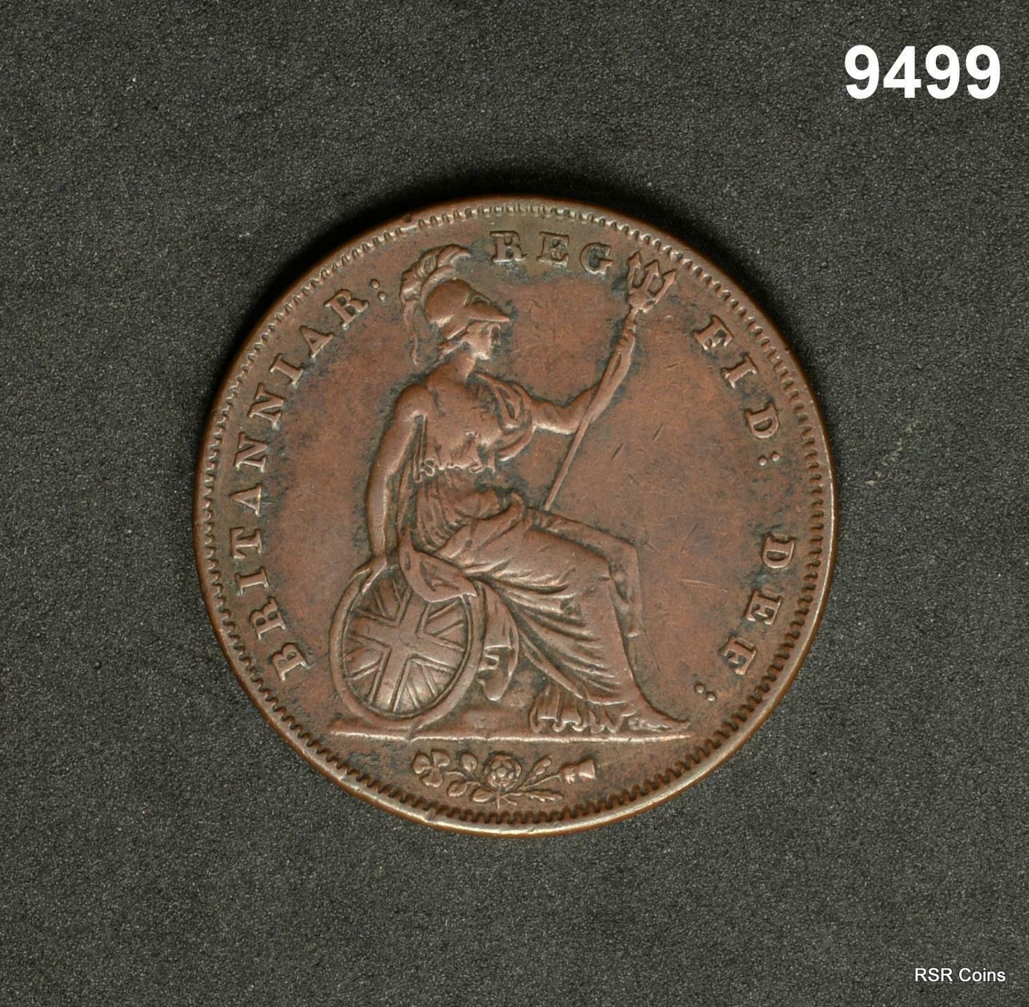 GREAT BRITAIN 1841 FARTHING XF COPPER! #9499