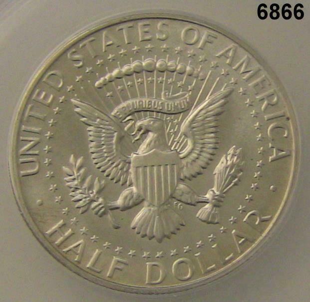 1966 KENNEDY HALF DOLLAR ANACS CERTIFIED SP67 CLOSE TO CAMEO!  #6866