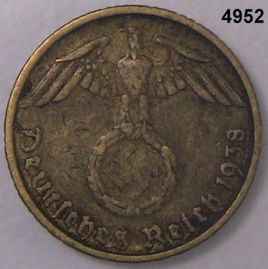 1938 D GERMANY 5 PFENNIG 3RD REICH #4952