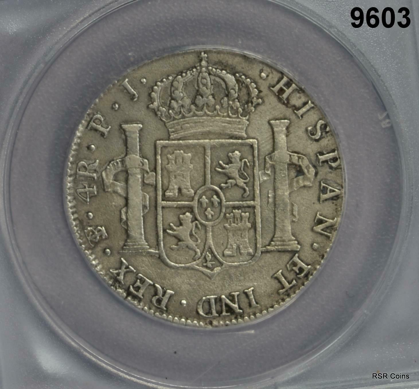 1823- P, PJ BOLIVIA 4 REAL ANACS CERTIFIED VF20 CORRODED #9603