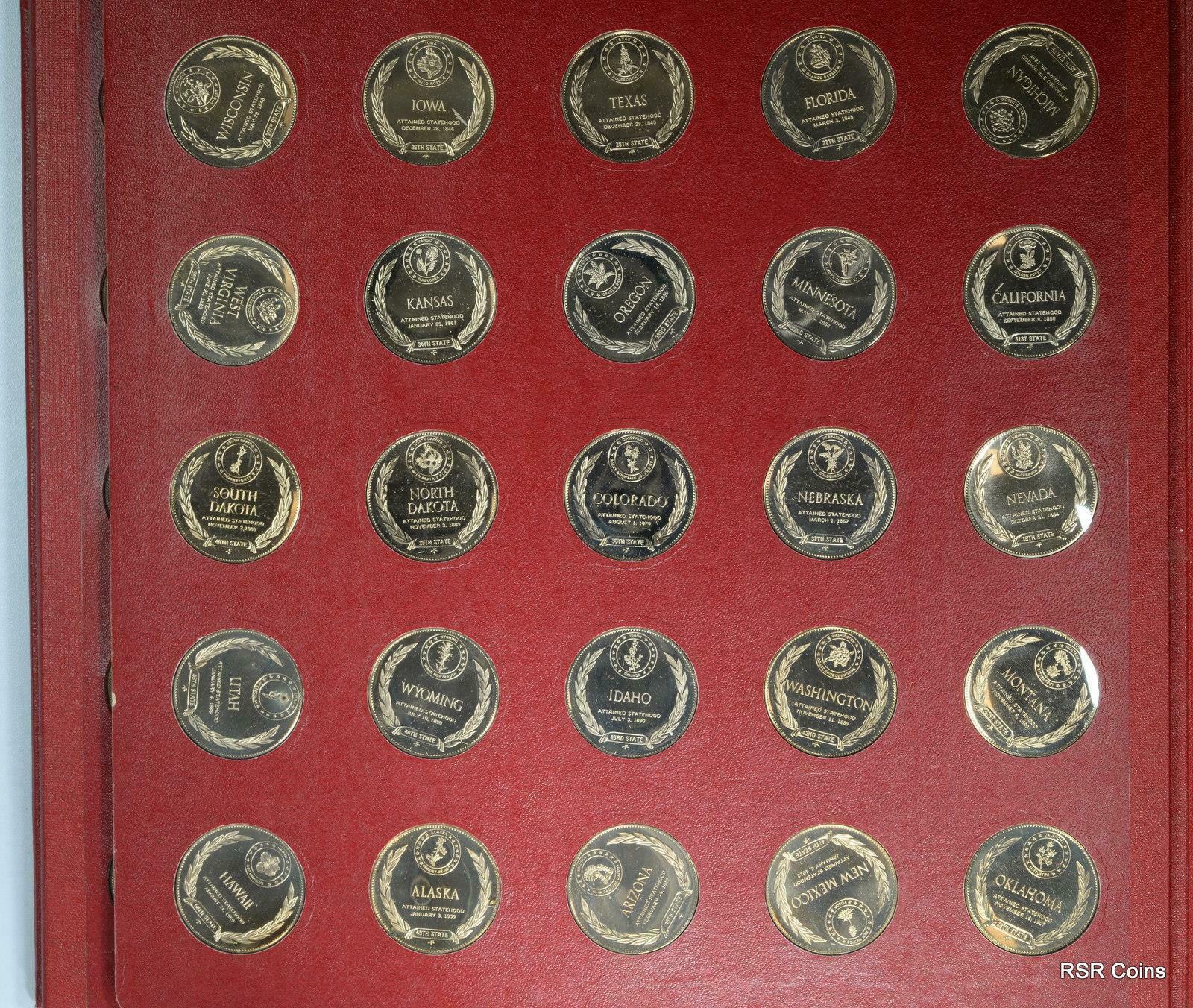 THE STATES OF THE UNION FRANKLIN MINT SOLID BRONZE PROOF SET WITH BOOK! #10641