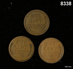 LINCOLN CENT LOT: 1913 D good, 1911 D VF, 1917 XF #8338