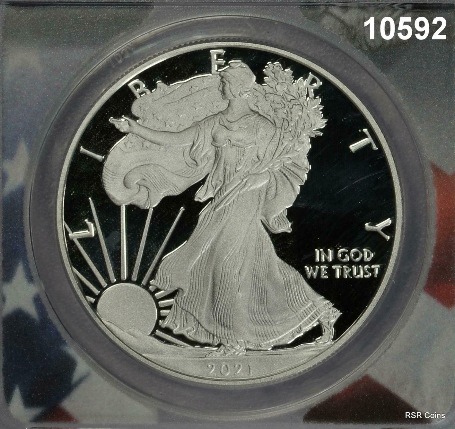 2021 W SILVER EAGLE ANACS CERTIFIED TYPE 1 PR70 DCAM FIRST STRIKE PERFECT!#10592
