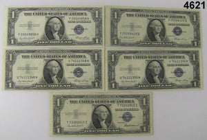 1935 BLUE SEAL SILVER CERTIFICATES 14 VG-FINE 5 CRISP EXTRA FINE-CRISP AU+ #4621