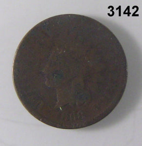 1868 INDIAN HEAD PENNY RARE DATE AG+ #3142