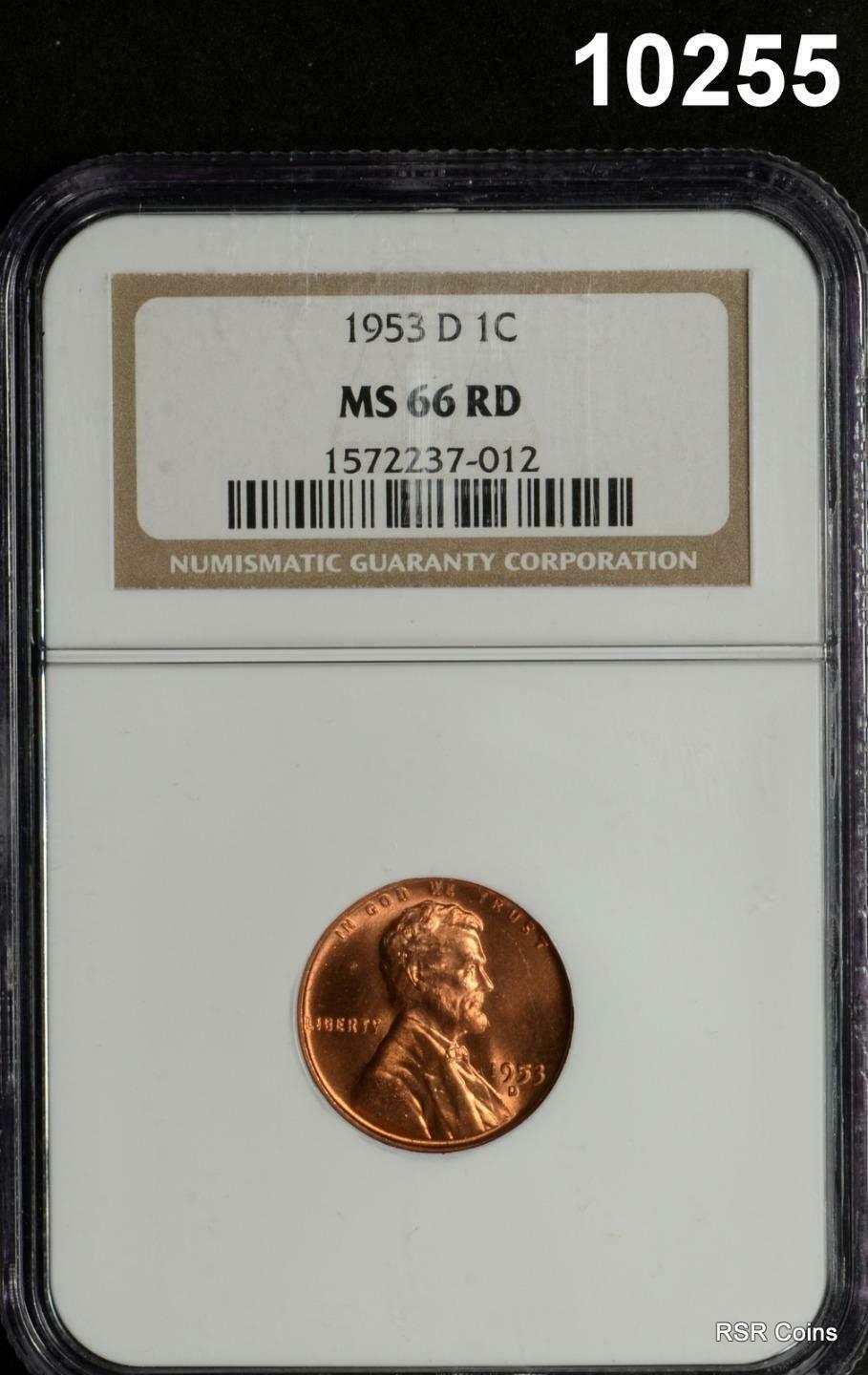1953 D LINCOLN CENT NGC CERTIFIED MS66 RD SUNSET RED! #10255