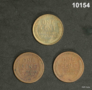 1916 BU RB, 1916D XF, 1916S AU 3 COIN LINCOLN CENT LOT NICE! #10154