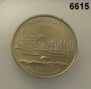 2005 WASHINGTON QUARTER MINNESOTA EXTRA TREE DIE 33 ANACS CERTIFIED MS69 #6615