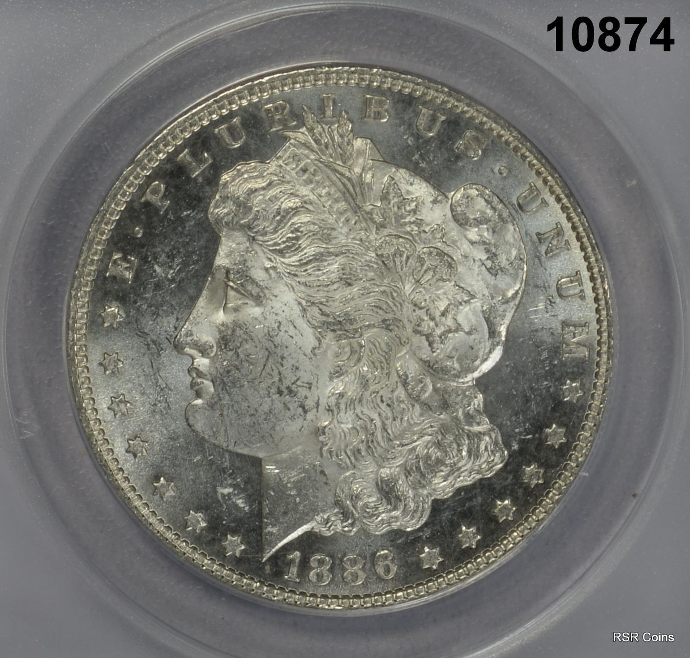 1886 MORGAN SILVER DOLLAR ANACS CERTIFIED MS61 #10874