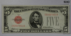 1928 C $5 RED SEAL UNITED STATES NOTE CU GEM! #9243