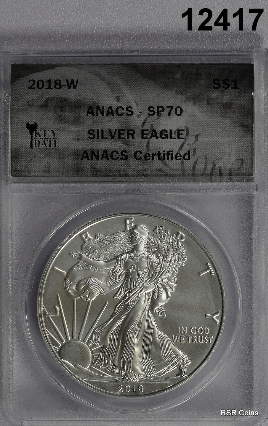 2018 W BURNISHED SILVER EAGLE ANACS CERTIFIED SP70 PERFECTION!! #12417