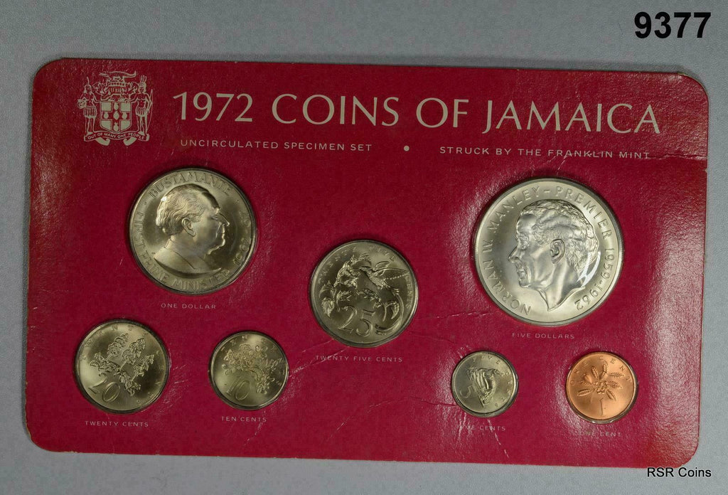 1972 COINS OF JAMAICA UNCIRCULATED 7 COIN ORIGINAL SILVER $5!! #9377