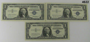 LOT OF 3 1957 $1 SILVER CERTIFICATES GEM CRISP UNCIRCULATED #4622