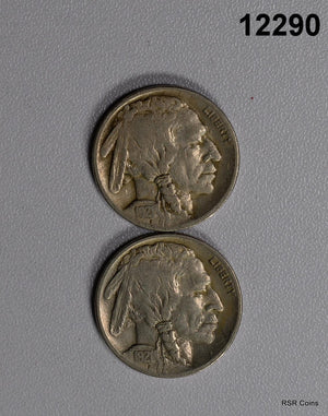 2- 1921 BUFFALO NICKELS F & VF #12290