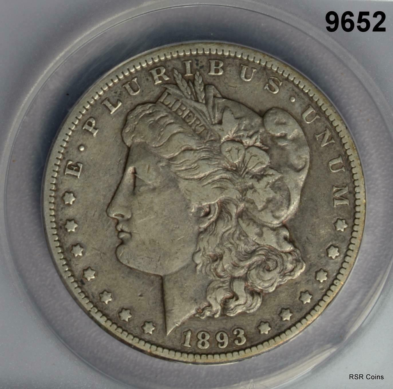1893 CC MORGAN SILVER DOLLAR MINTAGE 677,000 ANACS CERTIFIED VF30 CLEANED #9652