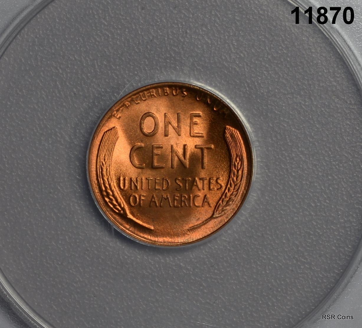 1947 D LINCOLN CENT ANACS CERTIFIED MS66 RD! FINE RED! #11870