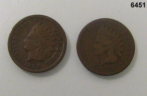 1864 & 1874 INDIAN CENT 2 COIN LOT #6451