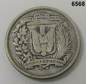 1951 DOMINICAN REPUBLIC 1/2 PESO .900 SILVER! #6568