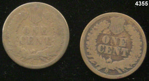 INDIAN HEAD CENTS 2 COIN LOT: 1865 & 1874 NO PROBLEM GOOD! #4355