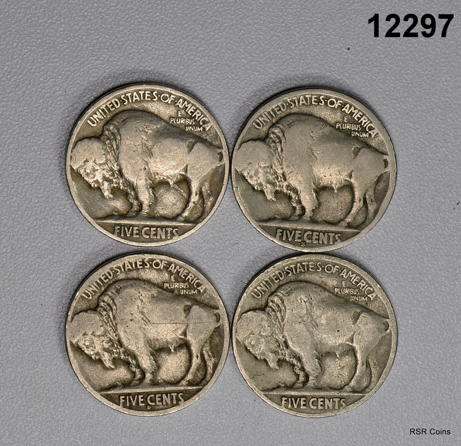 4  COIN BUFFALO NICKEL LOT: 11921, 16, 20S, 26D G-VG! #12297