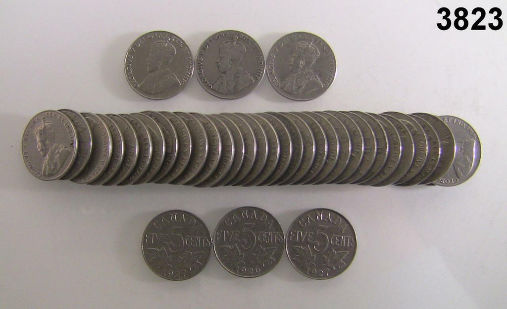 1924-1927 DATED CANADA 5 CENT LOT: 37 COINS FINE - XF+ #3823