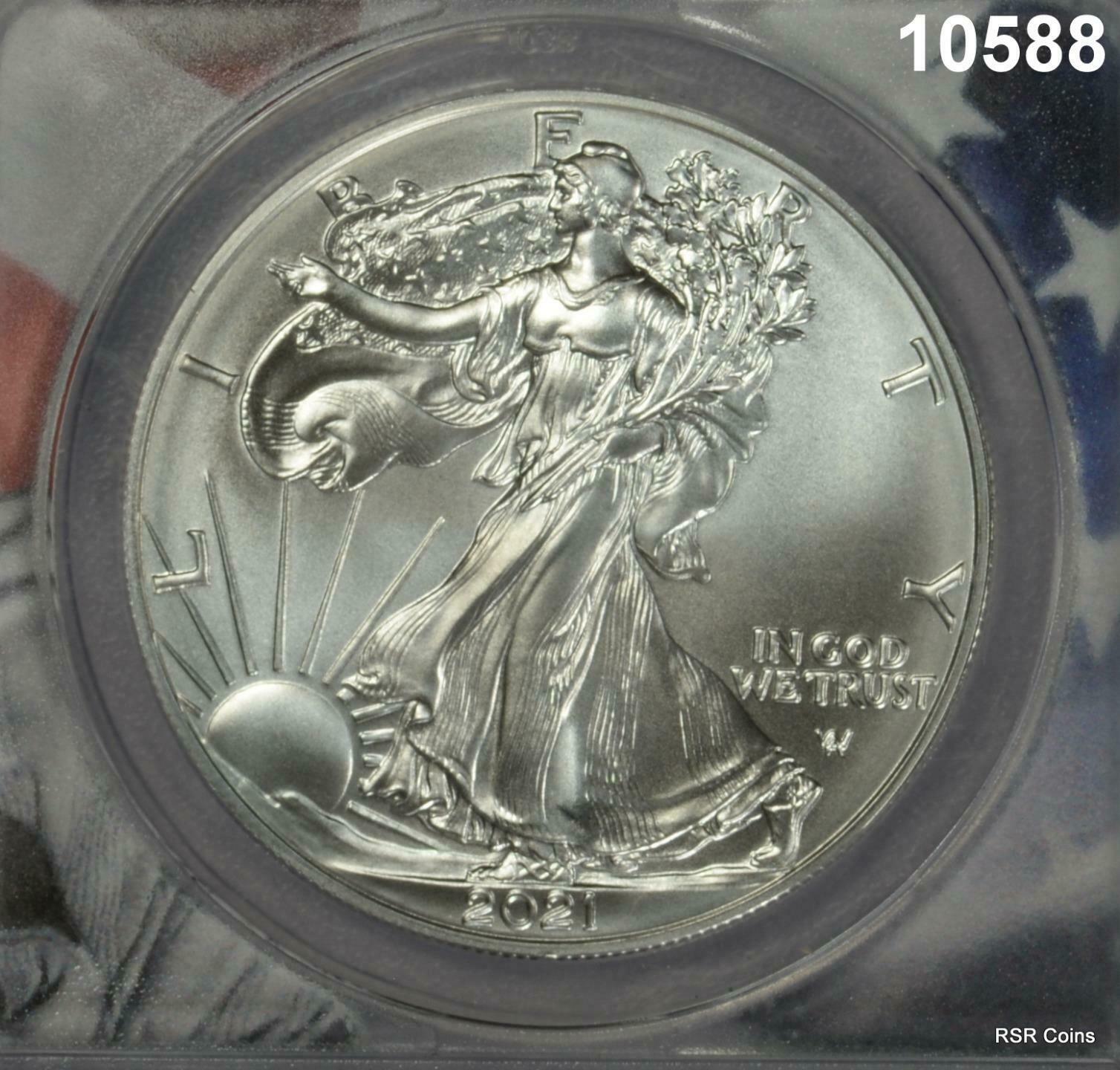 2021 SILVER EAGLE TYPE 2 ANACS CERTIFIED MS70 FIRST STRIKE PERFECT!! #10588