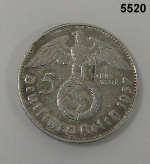 GERMANY 1937 J 90% SILVER 5 MARK #5520