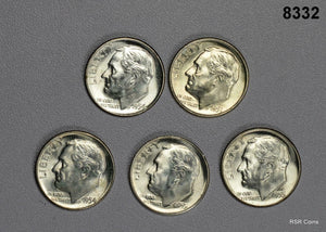5 COIN ROOSEVELT CHOICE BU DIMES: 1951 D, 55, 55 S, 54 (2)! #8332
