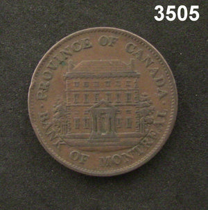 1842 BANK OF MONTREAL HALF PENNY TOKEN AU! #3505