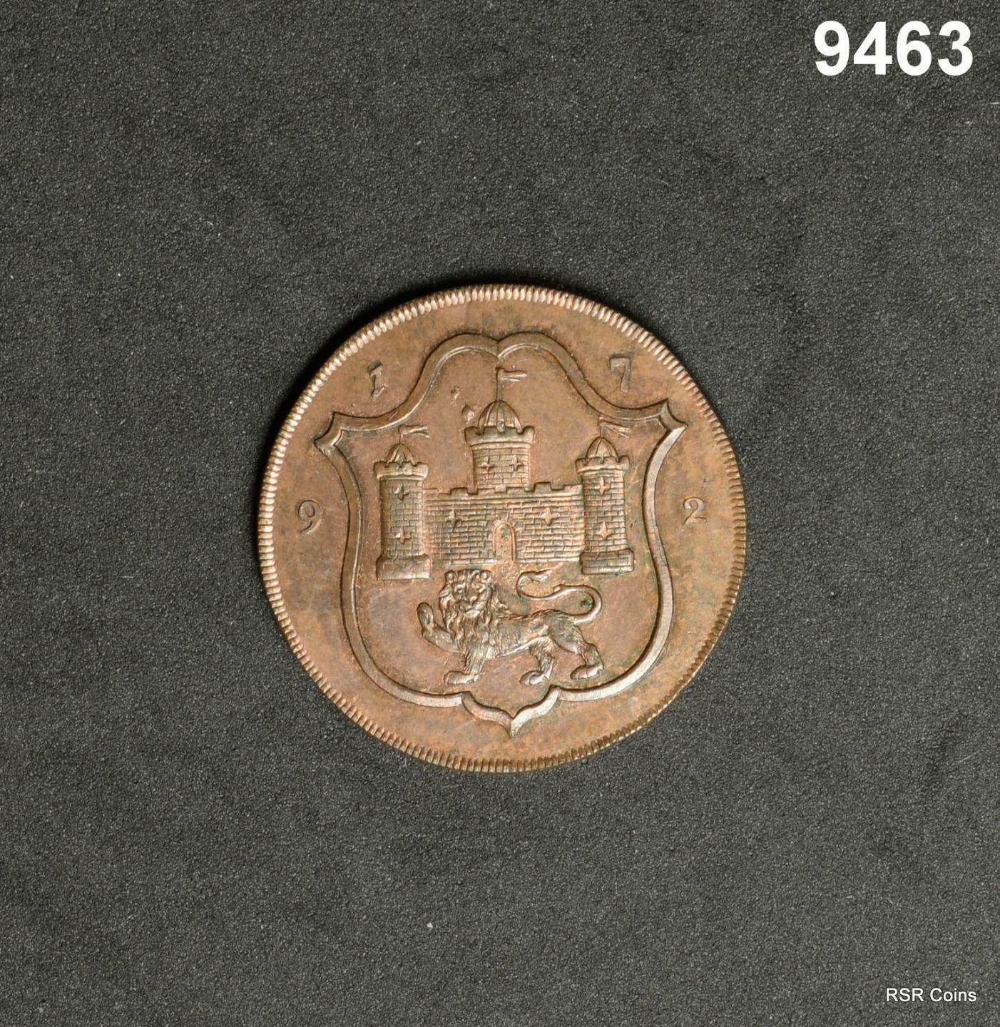 1792 NORWICH HALF PENNY GREAT BRITAIN CASTLE LION BOBBIN WINDER UK! RED! #9463