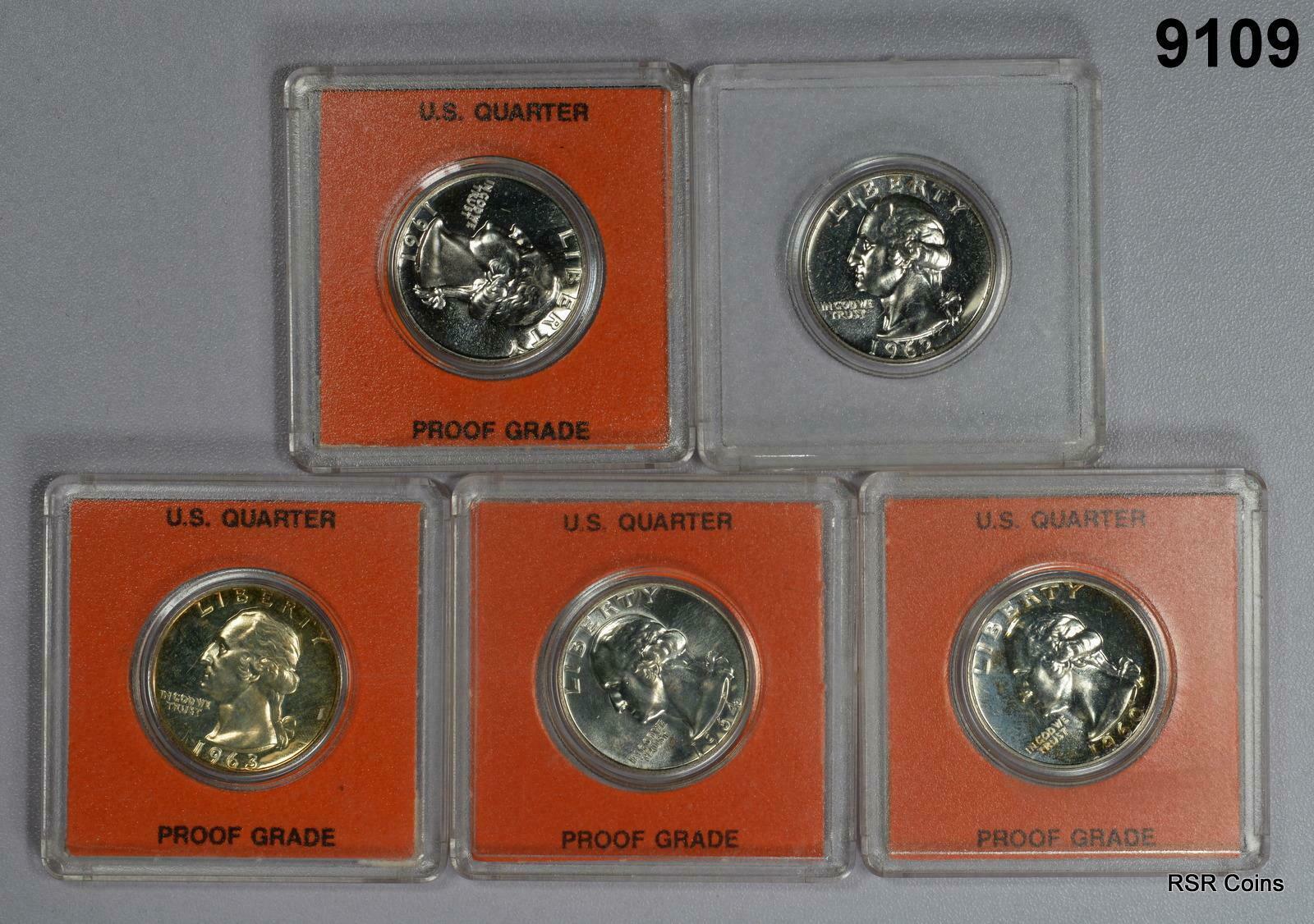 11 COIN PROOF 90% SILVER: 1960-64 DIMES AND QUARTERS PLUS HALF! IN HOLDERS #9109