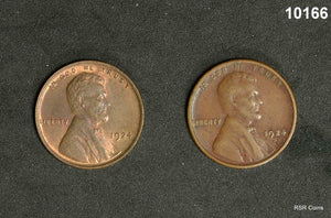 1924 BU RB, 1924S VF 2 COIN LINCOLN CENT LOT #10166