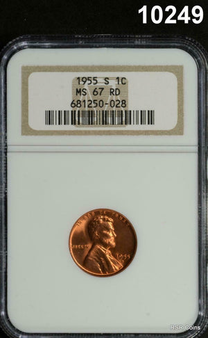 1955 S LINCOLN CENT NGC CERTIFIED MS67 RD FULL RED GEM! #10249