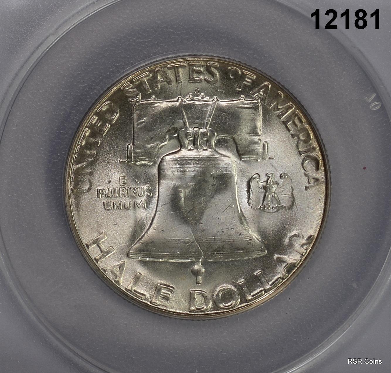 1954 S FRANKLIN HALF ANACS CERTIFIED MS65 FBL FLASHY++! #12181