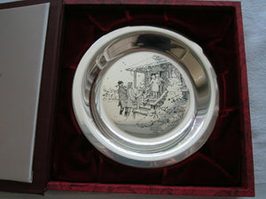 Norman Rockwell 1975 "HOME FOR CHRISTMAS" 925 Sterling Silver Plate by Fr. Mint