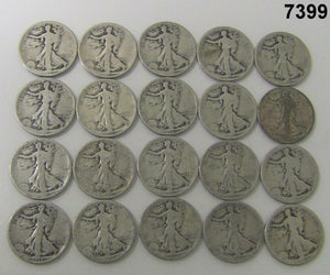 ROLL OF 20 EARLY WALKING LIBERTY HALVES 8-1918, 12-1920 90% SILVER MARKED!#7399