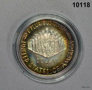 1987 CONSTITUTION SILVER DOLLAR REVERSE RAINBOW TONED! WOW! #10118