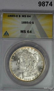 1885 O MORGAN SILVER DOLLAR ANACS CERTIFIED MS64 FLASHY!! LOOKS BETTER!  #9874